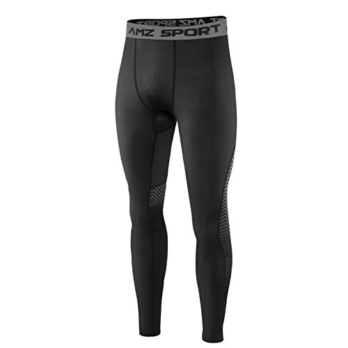 AMZSPORT Herren Kompressionshose Schnelltrocknende Laufhose Sporthose Trainingshose - Schwarz L von AMZSPORT