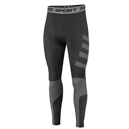 AMZSPORT Herren Kompressionshose Schnelltrocknende Laufhose Sporthose Trainingshose - Schwarz M von AMZSPORT