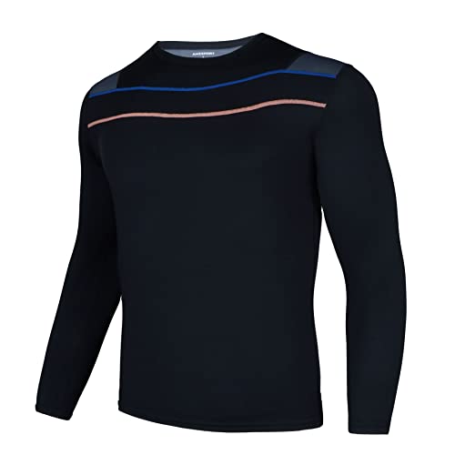 AMZSPORT Unterziehshirt Herren Fussball Kompressionsshirt Funktionsshirt Langarm Atmungsaktiv Sportshirt Männer für Laufen Training Jogging Fitness Gym, Schwarz-2 M von AMZSPORT