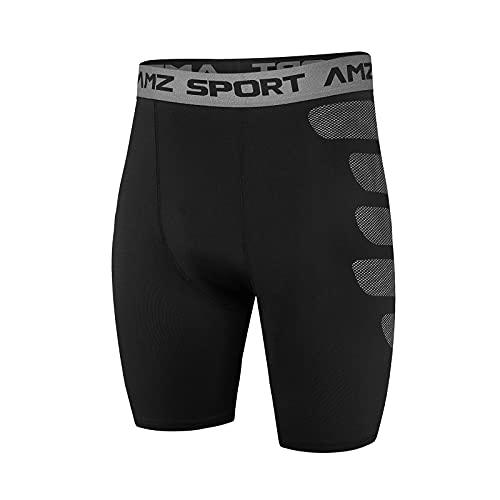 AMZSPORT Herren Kompressionsshorts Sport Shorts Kurze Hose Schnell Trocknend Funktionsunterwäsche, Schwarz XL von AMZSPORT