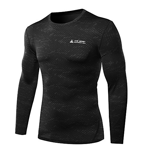 AMZSPORT Herren Quick Dry Funktion Sport Kompressionsshirt - Langarm Funktionshirts Base Layer Shirts by L von AMZSPORT