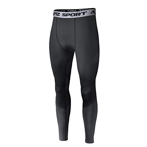 AMZSPORT Herren Sport Kompressionshose Laufhose Baselayer Leggings Trainingshose - Schwarz L von AMZSPORT