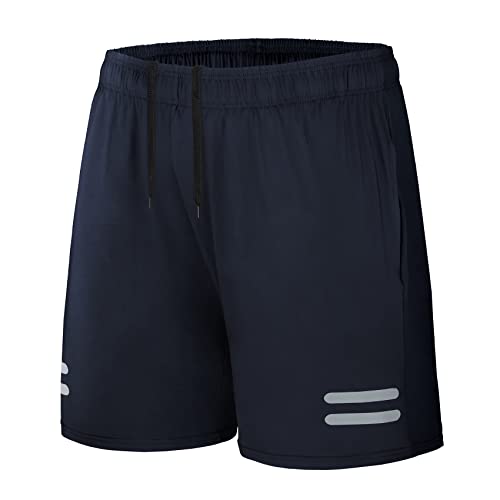 AMZSPORT Herren Sport Shorts Sporthose Laufhose Kurz mit Reißverschlusstasch, Blau XXL von AMZSPORT