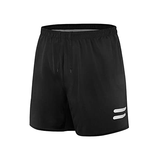 AMZSPORT Herren Sport Shorts Sporthose Laufhose Kurz mit Reißverschlusstasch, Schwarz L von AMZSPORT