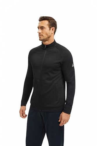 AMZSPORT Herren Sportjacke Leichtes Microfleece Laufjacke Trainingsjacke mit Reißverschluss Taschen für Outdoor,Wandern,Freizeit und Laufen,Schwarz XL von AMZSPORT
