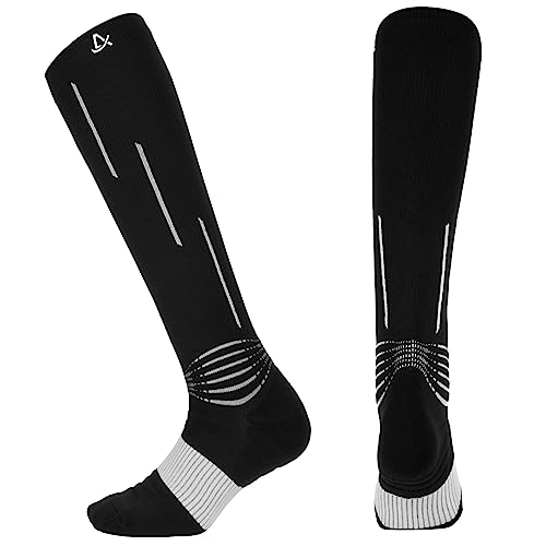 AMZSPORT Kompressionsstrümpfe für Damen und Herren, 20-30mmHg Kompressionssocken Stützstrümpfe Laufsocken Sportsocken, Schwarz, XXL von AMZSPORT