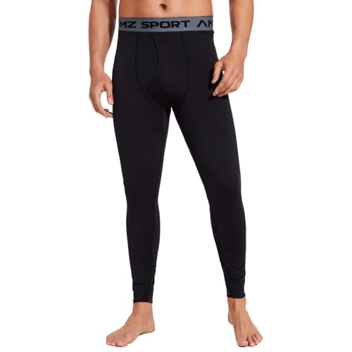AMZSPORT Lange Unterhosen Herren Thermohose Winter Modal Thermounterwäsche, Schwarz L von AMZSPORT