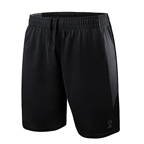 AMZSPORT Shorts Herren Sport Kurze Hose Atmungsaktiv Sporthose Laufhose mit Reißverschlusstaschen, Schwarz, L von AMZSPORT