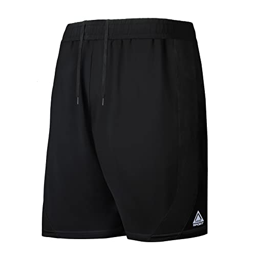 AMZSPORT Sporthose Herren Kurz Laufhose Leichtgewicht Sport Shorts mit Reißverschlusstaschen, Schwarz L von AMZSPORT