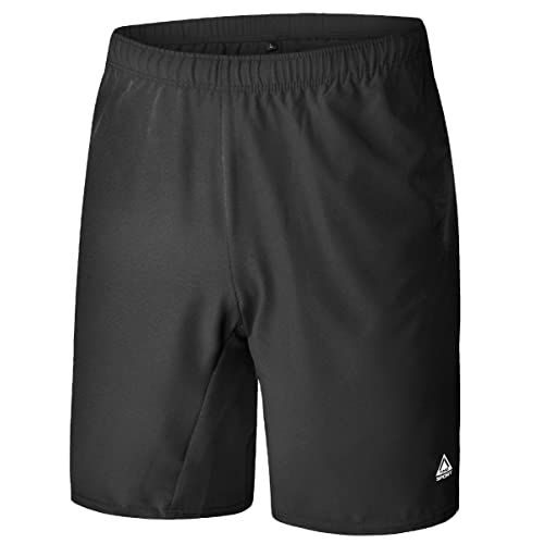 AMZSPORT Sporthose Herren Kurz Sportshorts Training Shorts mit Reißverschlusstaschen, Schwarz M von AMZSPORT