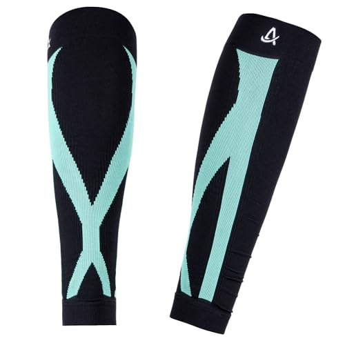 AMZSPORT Waden Kompressionsstrümpfe für Herren und Damen, Kompression Wadenbandage ohne Fuß, Sport Compression Calf Sleeves für Radfahren, Laufen, Fußball, Triathlon, Grün, L von AMZSPORT