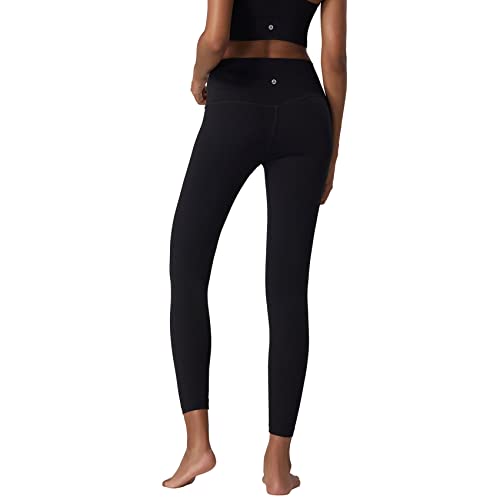 AMZSPORT Yoga Leggings Damen, Elastische High Waist Sportleggings Lang Sporthose Laufhose mit Taschen, Schwarz XL von AMZSPORT