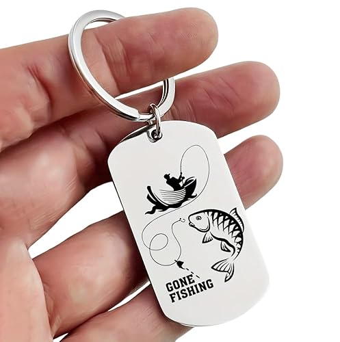 AMZfishing NEU Schlüsselanhänger für Angler | Schlüsselanhänger Angeln | Angler Geschenk | Geschenk für Angler | Schlüssel Anhänger Angler (x: Angler in Boot | Army Tag (Soldatenmarke)) von AMZfishing
