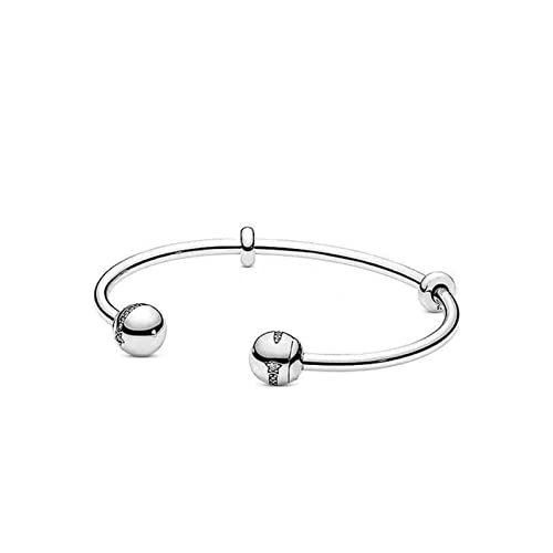 Armband damen 925 Silber Rose Goldene Momente Offene & Silbrige Schlangenkette Armband Stil Offene weiße Zirkon offenen Armreif Armband (Color : PDB095_19cm) von AMair
