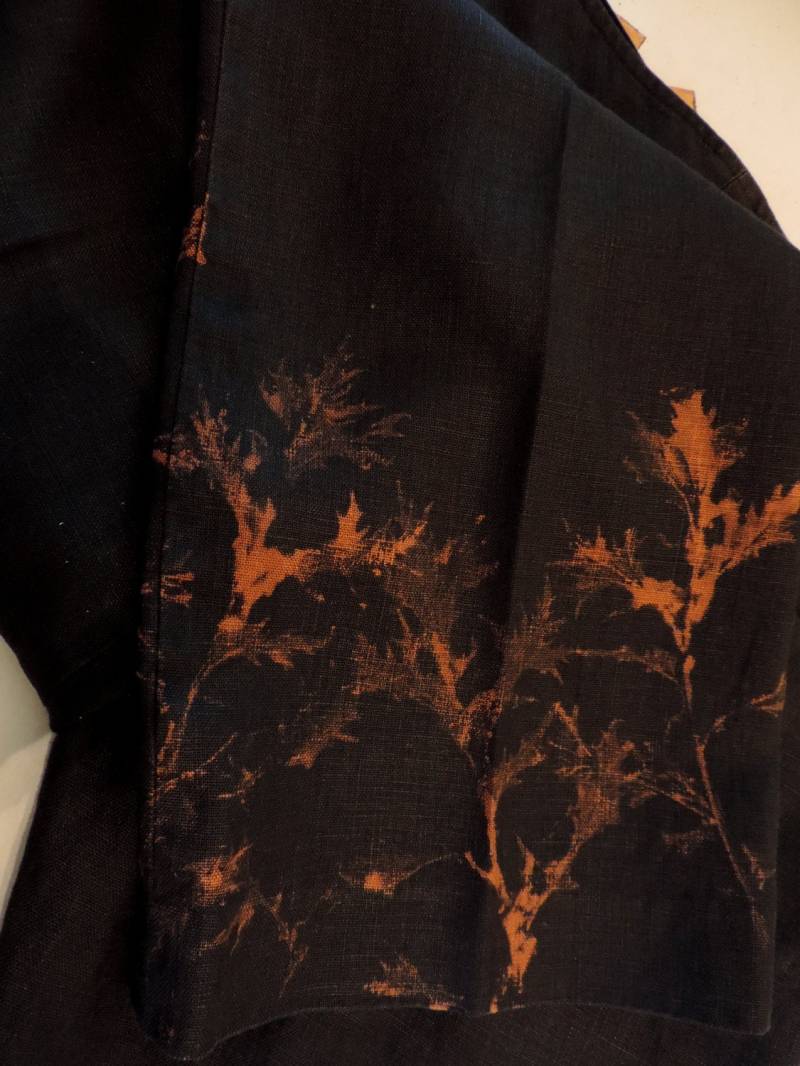 Schwarze Leinenhose Mit Mizuna Akzenten, Gefärbt, Gr. 36 von AMaterialsGirl