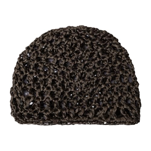 AMateschitz 2 Stück Einfarbig Netz Häkelmütze Gehäkeltes Haarnetz Snoods Netz Häkel Haarwickel Mütze Dickem Faden Mesh Häkelmütze für Frauen, Baden, Haarstyling, Einheitsgröße Kaffee 20 * 15CM von AMateschitz