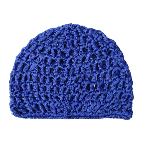 AMateschitz 2 Stück Einfarbig Netz Häkelmütze Gehäkeltes Haarnetz Snoods Netz Häkel Haarwickel Mütze Dickem Faden Mesh Häkelmütze für Frauen, Baden, Haarstyling, Einheitsgröße Saphirblau 20 * 15CM von AMateschitz