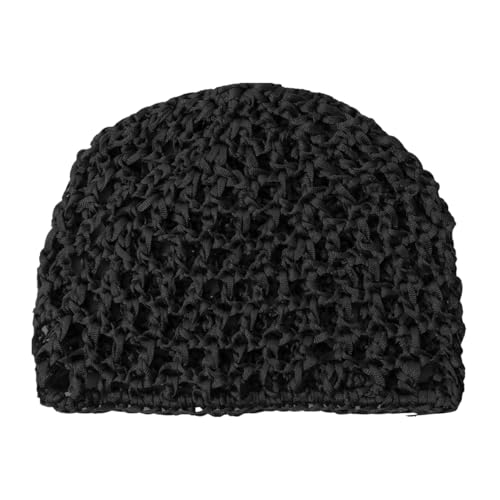 AMateschitz 2 Stück Einfarbig Netz Häkelmütze Gehäkeltes Haarnetz Snoods Netz Häkel Haarwickel Mütze Dickem Faden Mesh Häkelmütze für Frauen, Baden, Haarstyling, Einheitsgröße Schwarz 20 * 15CM von AMateschitz