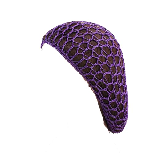 AMateschitz 2 Stück Mesh Häkelhaarnetz Damen Häkel Haarwickel Haarnetz Strick Häkel Schlauchmütze Netz Gestrickt Haarabdeckung Crochet Hairnet Frauen Schlafmütze Schlafkappe Lila Einheitsgröße von AMateschitz