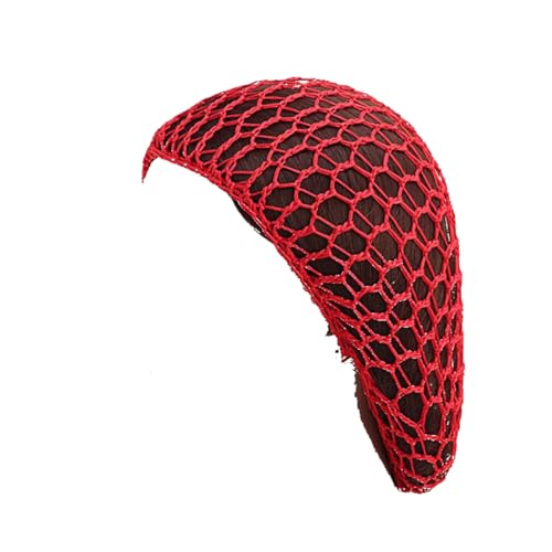 AMateschitz 2 Stück Mesh Häkelhaarnetz Damen Häkel Haarwickel Haarnetz Strick Häkel Schlauchmütze Netz Gestrickt Haarabdeckung Crochet Hairnet Frauen Schlafmütze Schlafkappe Rot Einheitsgröße von AMateschitz