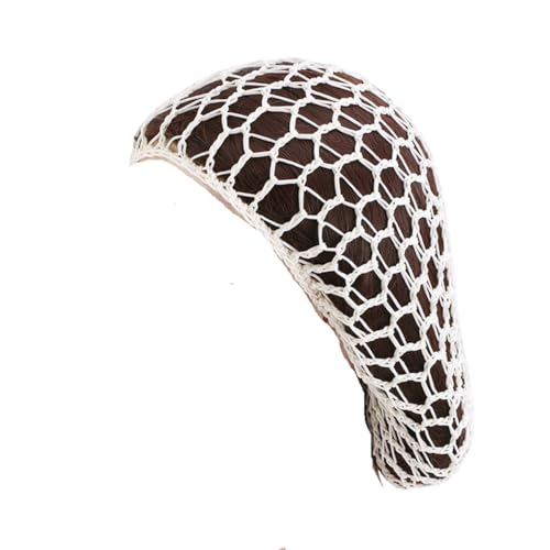 AMateschitz 2 Stück Mesh Häkelhaarnetz Damen Häkel Haarwickel Haarnetz Strick Häkel Schlauchmütze Netz Gestrickt Haarabdeckung Crochet Hairnet Frauen Schlafmütze Schlafkappe Weiß Einheitsgröße von AMateschitz