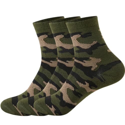 AMateschitz 5 Paar Herren Socken mit Camouflage-Muster Atmungsaktive Laufsocken Freizeit-Socken Crew Tennissocken Trekkingsocken Wandersocken Classic Sportsocken für Arbeit Radfahren Tarngrün von AMateschitz
