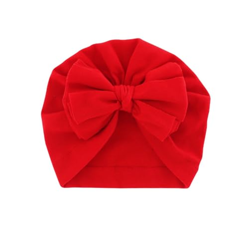 AMateschitz Baby Turban Hüte Baumwolle Babymütze mit Schleife Neugeborene Bowknot Beanie Mütze Säugling Krankenhausmütze Headwrap Hut Kindergarten Einfarbig für Mädchen Jungen Rot 17.5 * 17.5CM von AMateschitz