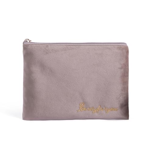 AMateschitz Kosmetiktasche Samt Kulturtasche Wasserdicht Kulturbeutel Reise Make up Tasche Tragbare Schminktasche Cosmetic Bag Kosmetikbag Organizer Bag Waschtasche für Alltag Khaki C von AMateschitz