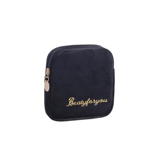 AMateschitz Kosmetiktasche Samt Kulturtasche Wasserdicht Kulturbeutel Reise Make up Tasche Tragbare Schminktasche Cosmetic Bag Kosmetikbag Organizer Bag Waschtasche für Alltag Schwarz D von AMateschitz