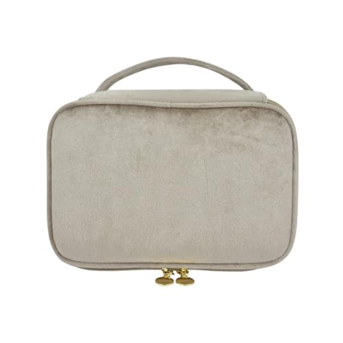 AMateschitz Kulturtasche Reise Kosmetiktasche Samt Kosmetiktaschen mit Reißverschluss Make up Aufbewahrungstasche Tragbare Schminktasche Organizer Bag Waschbeutel für Reisen Geburtstag Creme L von AMateschitz