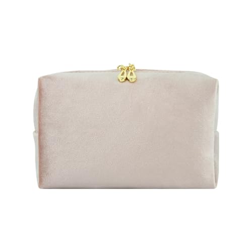 AMateschitz Kulturtasche Reise Kosmetiktasche Samt Kosmetiktaschen mit Reißverschluss Make up Aufbewahrungstasche Tragbare Schminktasche Organizer Bag Waschbeutel für Reisen Geburtstag Rosa S von AMateschitz