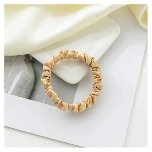 AMateschitz Seiden Haargummis Damen Einfarbig Haarringe Elastische Scrunchies Haarband aus Silk 100% Reine Maulbeerseide Haarschmuck Pferdeschwanzhalter für Damen Mädche Fraue Champagner 1CM Breit von AMateschitz