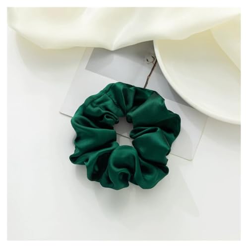 AMateschitz Seiden Haargummis Damen Einfarbig Haarringe Elastische Scrunchies Haarband aus Silk 100% Reine Maulbeerseide Haarschmuck Pferdeschwanzhalter für Damen Mädche Fraue Dunkelgrün 5CM Breit von AMateschitz