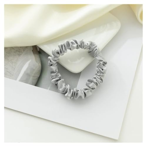 AMateschitz Seiden Haargummis Damen Einfarbig Haarringe Elastische Scrunchies Haarband aus Silk 100% Reine Maulbeerseide Haarschmuck Pferdeschwanzhalter für Damen Mädche Fraue Grau #1 1CM Breit von AMateschitz