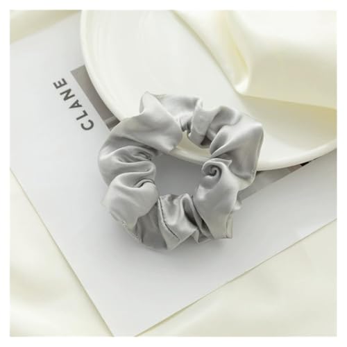 AMateschitz Seiden Haargummis Damen Einfarbig Haarringe Elastische Scrunchies Haarband aus Silk 100% Reine Maulbeerseide Haarschmuck Pferdeschwanzhalter für Damen Mädche Fraue Grau #1 3.5CM Breit von AMateschitz