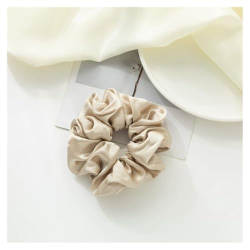 AMateschitz Seiden Haargummis Damen Einfarbig Haarringe Elastische Scrunchies Haarband aus Silk 100% Reine Maulbeerseide Haarschmuck Pferdeschwanzhalter für Damen Mädche Fraue Kamel 5CM Breit von AMateschitz