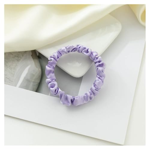 AMateschitz Seiden Haargummis Damen Einfarbig Haarringe Elastische Scrunchies Haarband aus Silk 100% Reine Maulbeerseide Haarschmuck Pferdeschwanzhalter für Damen Mädche Fraue Lila 1CM Breit von AMateschitz