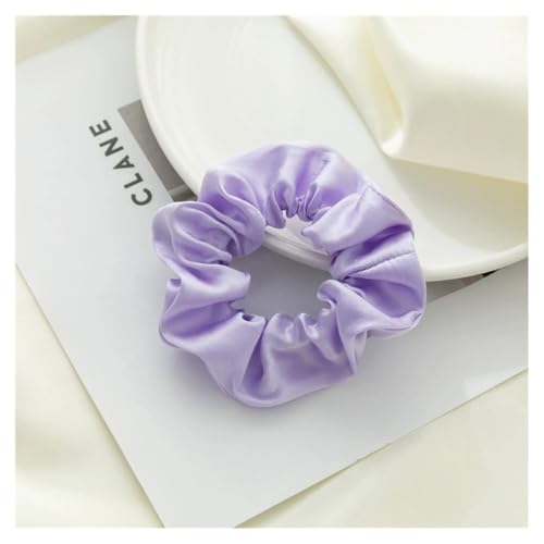AMateschitz Seiden Haargummis Damen Einfarbig Haarringe Elastische Scrunchies Haarband aus Silk 100% Reine Maulbeerseide Haarschmuck Pferdeschwanzhalter für Damen Mädche Fraue Lila 3.5CM Breit von AMateschitz