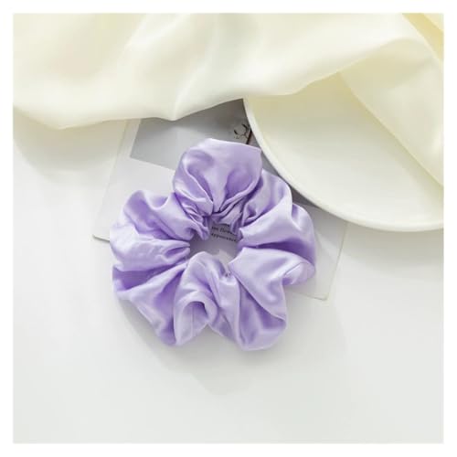 AMateschitz Seiden Haargummis Damen Einfarbig Haarringe Elastische Scrunchies Haarband aus Silk 100% Reine Maulbeerseide Haarschmuck Pferdeschwanzhalter für Damen Mädche Fraue Lila 5CM Breit von AMateschitz