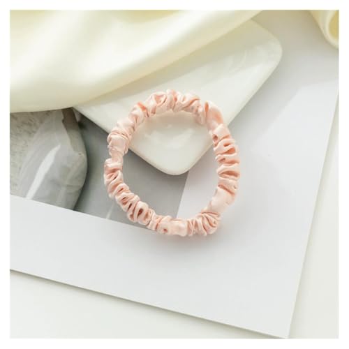 AMateschitz Seiden Haargummis Damen Einfarbig Haarringe Elastische Scrunchies Haarband aus Silk 100% Reine Maulbeerseide Haarschmuck Pferdeschwanzhalter für Damen Mädche Fraue Rosa #1 1CM Breit von AMateschitz