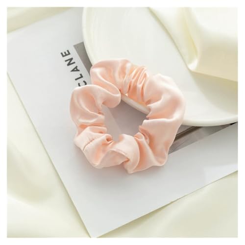 AMateschitz Seiden Haargummis Damen Einfarbig Haarringe Elastische Scrunchies Haarband aus Silk 100% Reine Maulbeerseide Haarschmuck Pferdeschwanzhalter für Damen Mädche Fraue Rosa #1 3.5CM Breit von AMateschitz