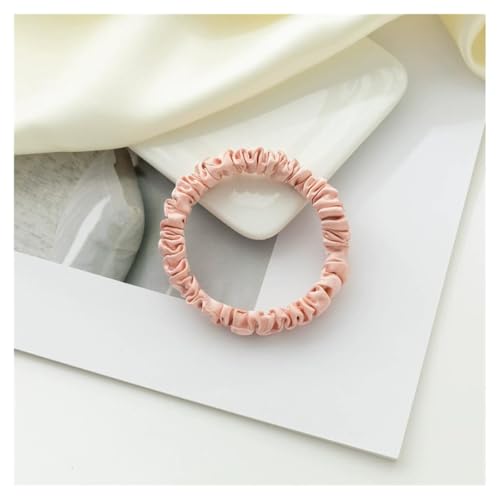 AMateschitz Seiden Haargummis Damen Einfarbig Haarringe Elastische Scrunchies Haarband aus Silk 100% Reine Maulbeerseide Haarschmuck Pferdeschwanzhalter für Damen Mädche Fraue Rosa #3 1CM Breit von AMateschitz