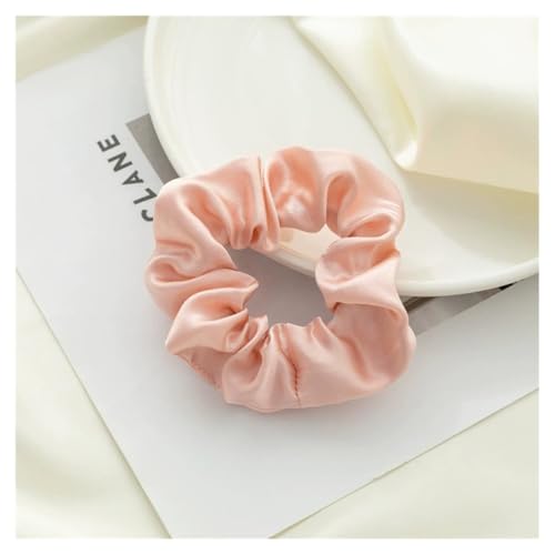 AMateschitz Seiden Haargummis Damen Einfarbig Haarringe Elastische Scrunchies Haarband aus Silk 100% Reine Maulbeerseide Haarschmuck Pferdeschwanzhalter für Damen Mädche Fraue Rosa #3 3.5CM Breit von AMateschitz