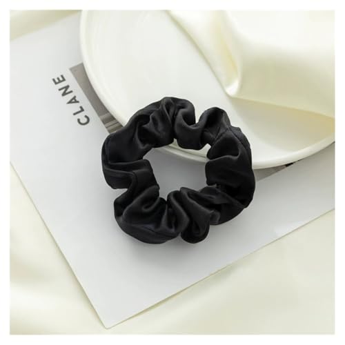 AMateschitz Seiden Haargummis Damen Einfarbig Haarringe Elastische Scrunchies Haarband aus Silk 100% Reine Maulbeerseide Haarschmuck Pferdeschwanzhalter für Damen Mädche Fraue Schwarz 3.5CM Breit von AMateschitz