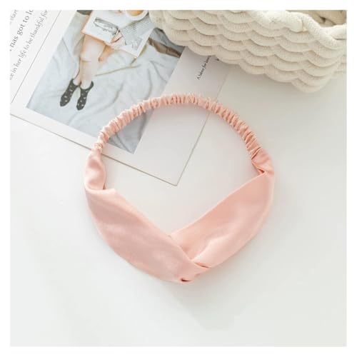AMateschitz Verdreht Elastisch Stirnband Damen Boho Stirnbänder Knoten Kopfband Rutschfest Einfarbig Haar Kopftuch 100% Maulbeerseide für Mädche Fraue Yoga Sport Workout,15 * 10CM Rosa #2 22 Reinheit von AMateschitz