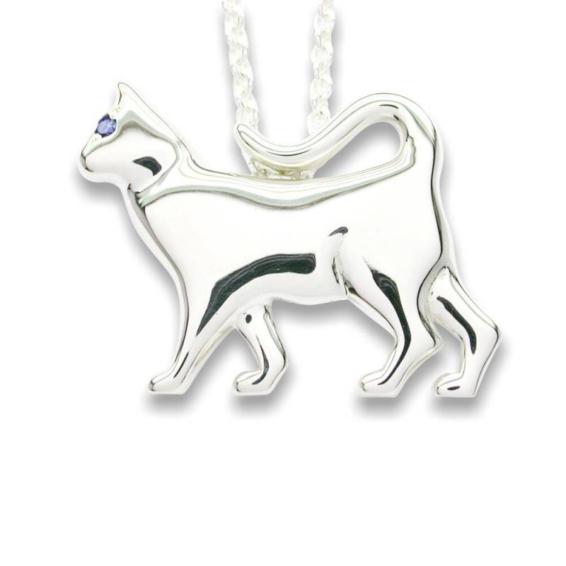 sterling Silber 925 Bummelnde Katze Anhänger Mit Sapphire Auge sterling Silber 925 Bummelnde Katze Anhänger Mit Sapphire Auge von AMcCJewellery