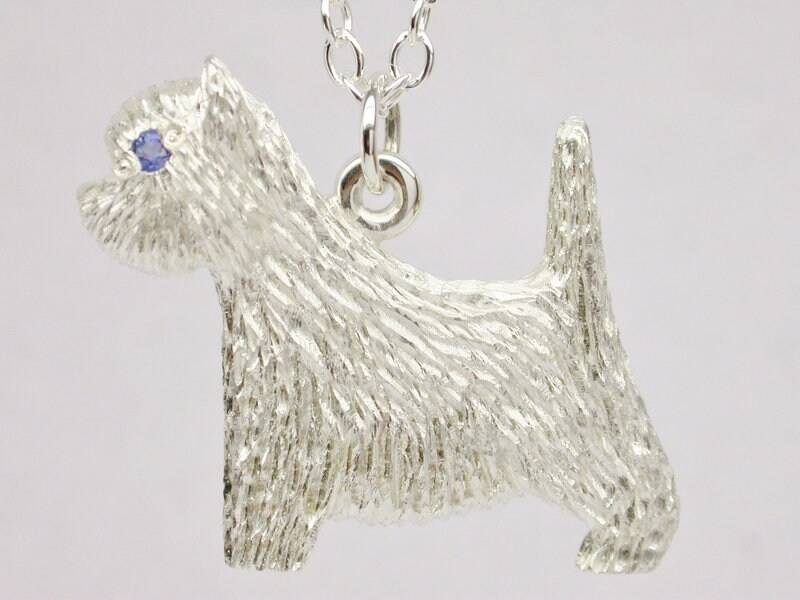 sterling Silber 925 Westie Anhänger Mit Sapphire Auge sterling Silber 925 Westie Anhänger Mit Sapphire Auge von AMcCJewellery