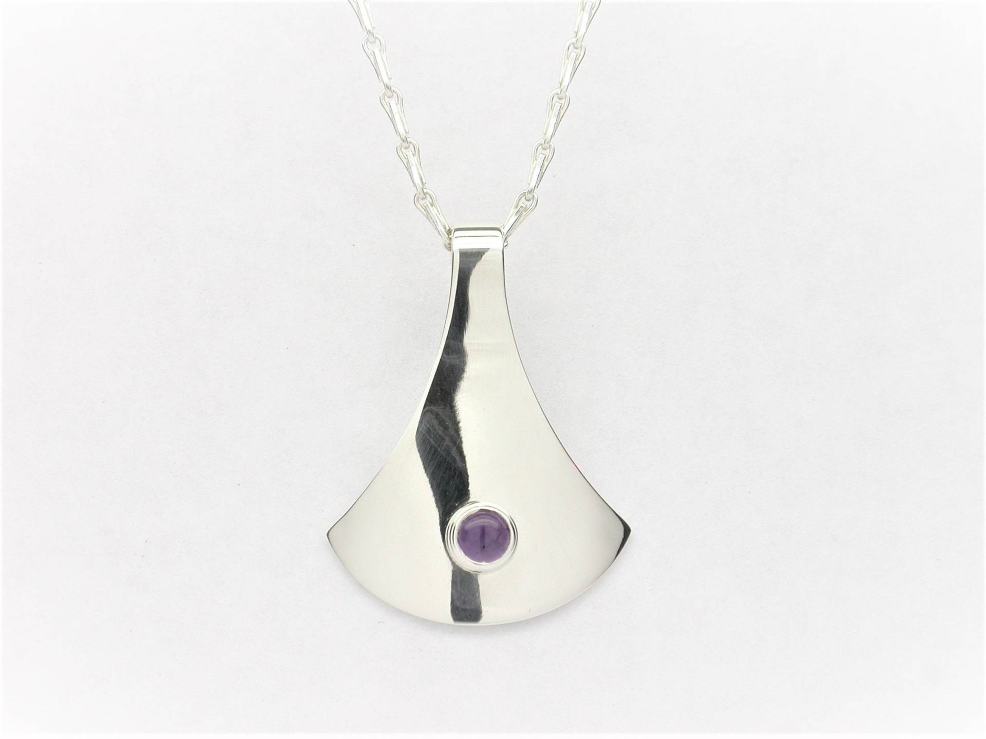 sterling Silber Amethyst Fächer Anhänger sterling Silber Amethyst Fächer Anhänger von AMcCJewellery