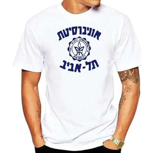Printed T-Shirt Men Short Sleeve O-Neck T-Shirts Stree Twear Tel Aviv University Hebrew Israel T-Shirt White L von AMdeTUNS
