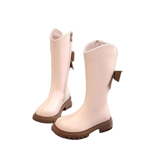 AMhomely Chelsea-Stiefel für Kinder, Kunstleder, kniehohe Stiefel, breiter Wadenreitschuh, seitlicher Reißverschluss, PU-Leder, niedrige Absätze, Perlenschleife, Prinzessinnenschuhe für 3–11 Jahre AMhomely Chelsea-Stiefel für Kinder, Kunstleder, kniehohe Stiefel, breiter Wadenreitschuh, seitlicher Reißverschluss, PU-Leder, niedrige Absätze, Perlenschleife, Prinzessinnenschuhe für 3–11 Jahre von AMhomely